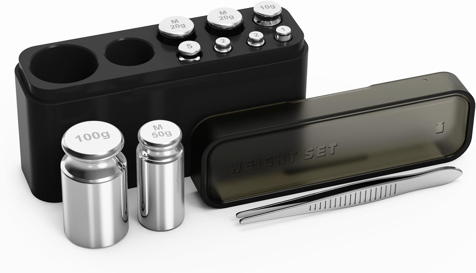 UNIWEIGH Calibration Weights 210g, 9 PCS High Precision Kit, 1g 2g 5g 10g 20g 50g 100g With Stainless Tweezers for Digital Scale, Gram, Mg, Lab