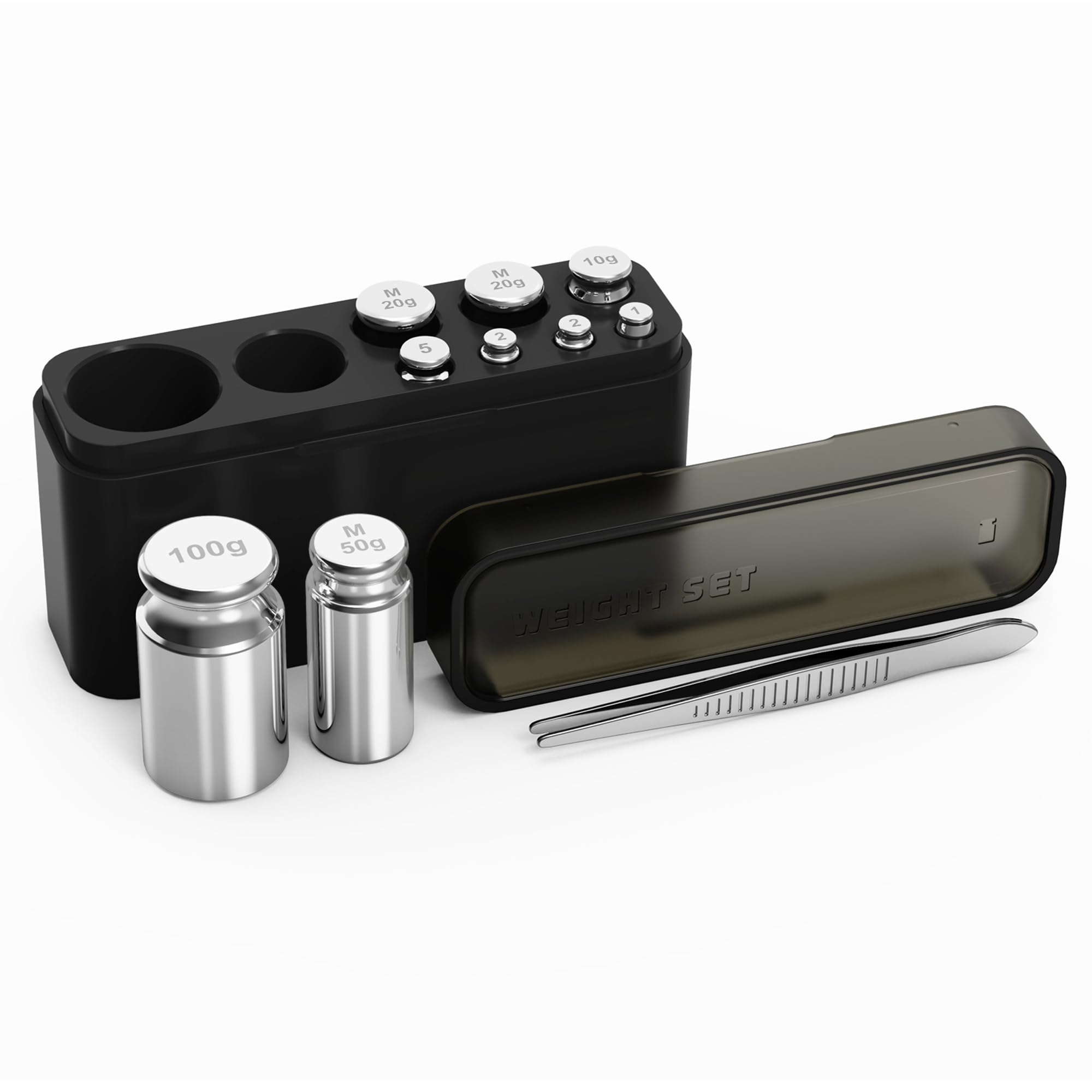 UNIWEIGH Calibration Weights 210g, 9 PCS High Precision Kit, 1g 2g 5g 10g 20g 50g 100g With Stainless Tweezers for Digital Scale, Gram, Mg, Lab