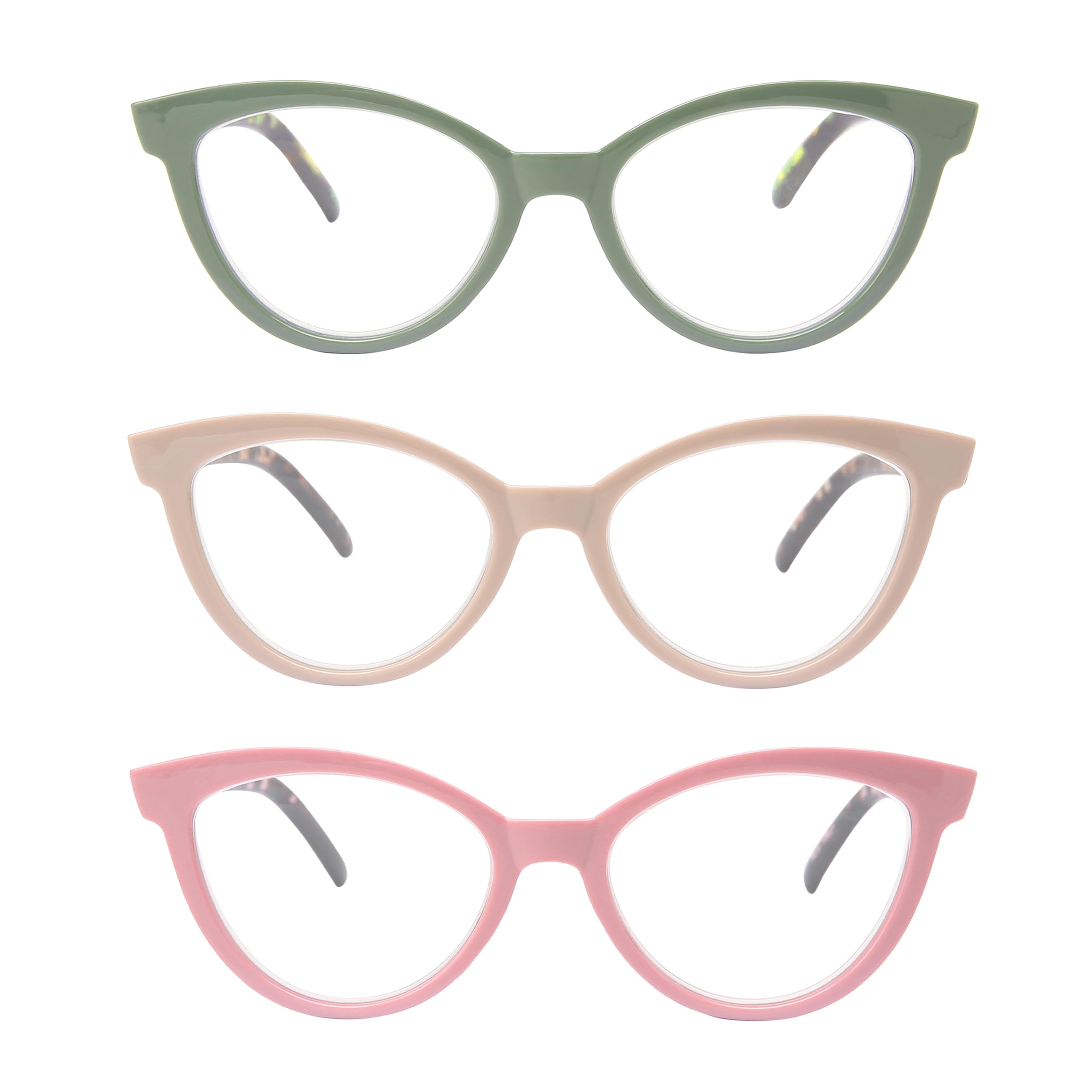 Dolarosey Reading Glasses 3 Pack Cat Eye Mixed Color Womens Clear Vision Readers (1.5), Mixed Color 3 Packs - Image 2