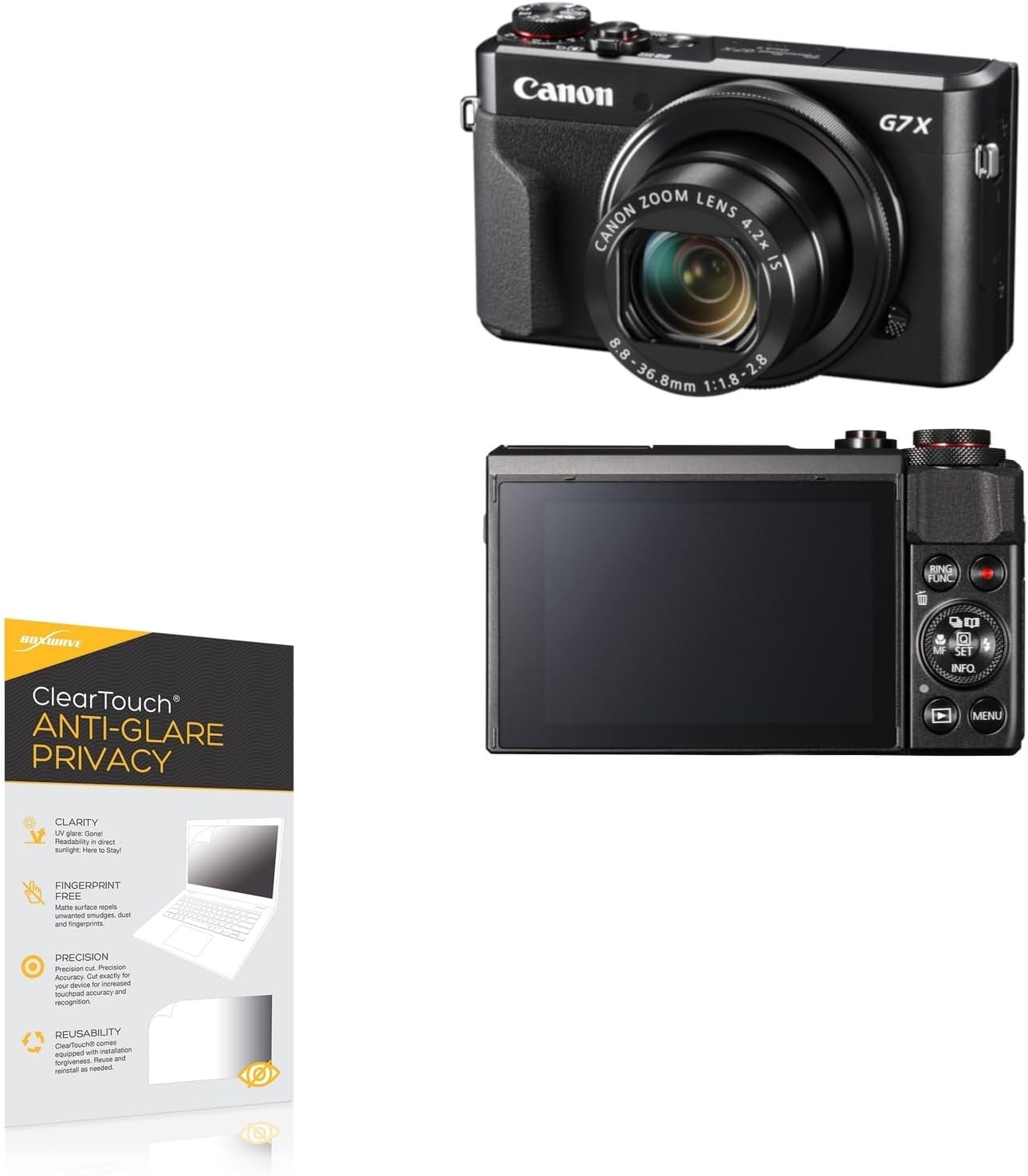 BoxWave Screen Protector Compatible with Canon PowerShot G7 X Mark III - ClearTouch Anti-Glare Privacy (2-Pack), Privacy Screen Protector Flexible Film Anti-Glare