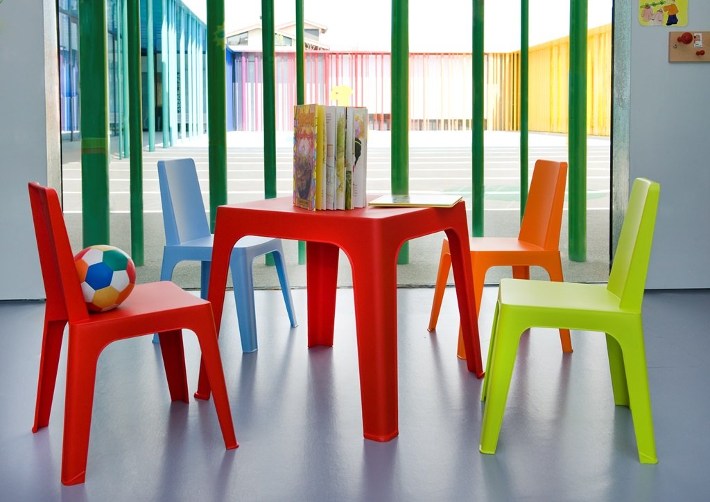 resol Kinder Julieta Set von 4 Stühle und 1 Tisch, Kunststoff, Polypropylen, Mehrfarbig, 60 x 51 x 78 cm, 5 Stück