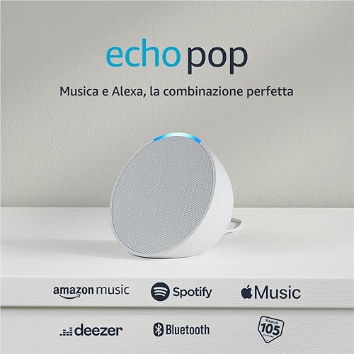 Immagine del prodotto Echo Pop | Altoparlante Bluetooth intelligente con Alexa, compatto e dal suono potente | Bianco ghiaccio