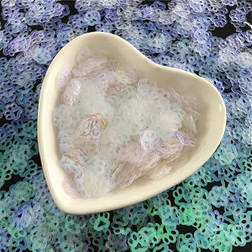 PrettyG 10g Clear PVC Paw Print Sequins Nail Art Glitter Hand Clothing Crafts Festival Slime Filler DIY Accessories - (Style A)