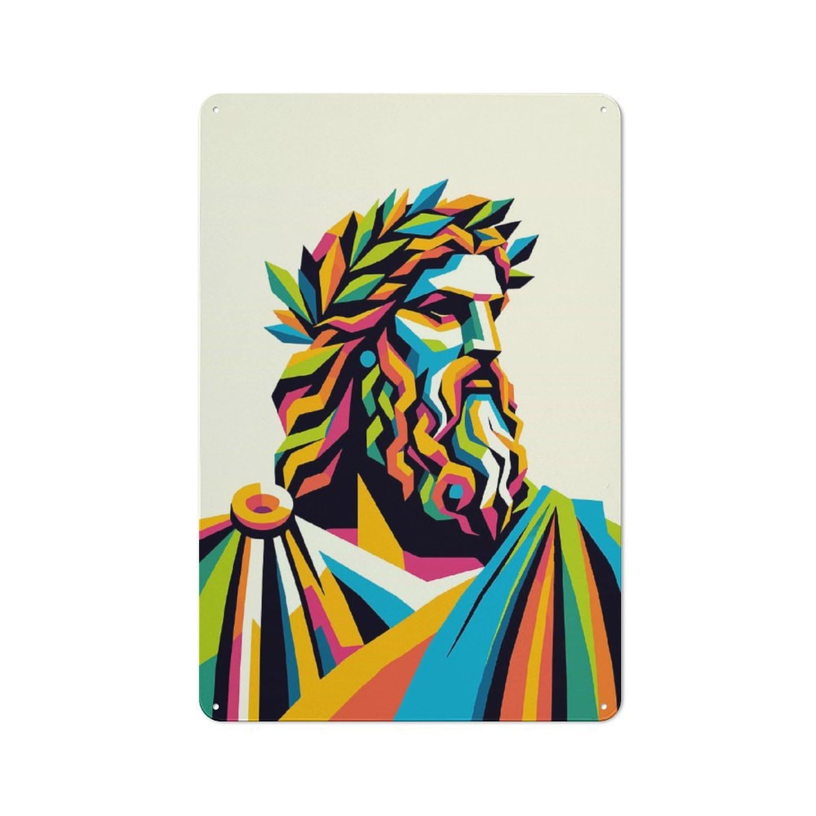 Vintage Metal Sign with King of The Gods Zeus Design 30x20cm, Vintage Bar Wall Plaque for Cafe, Pub, Workshop Or Home Bar