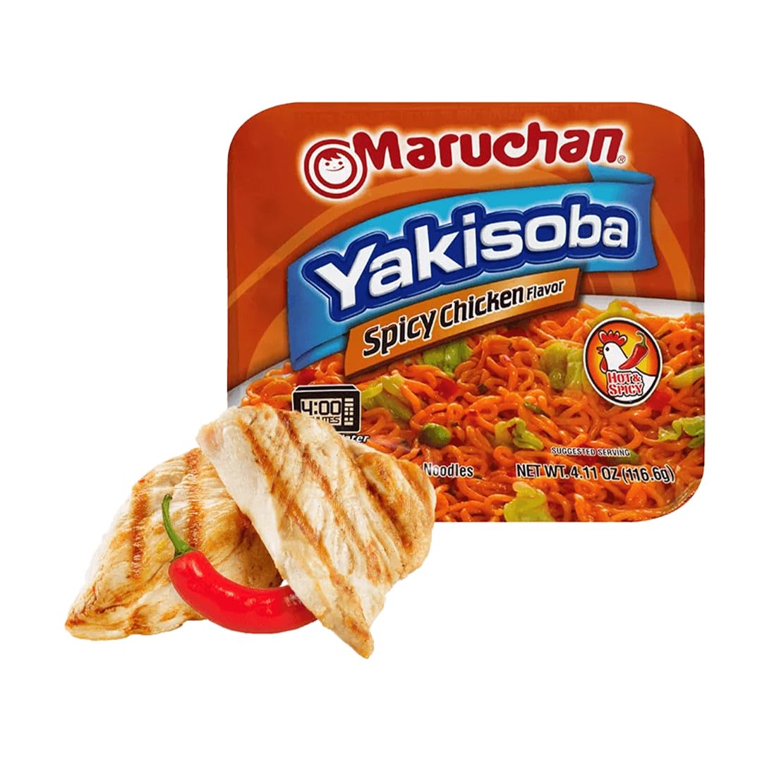 Maruchan, Yakisoba, Spicy Chicken Noodles, 4.11oz Tray (Pack of 8)