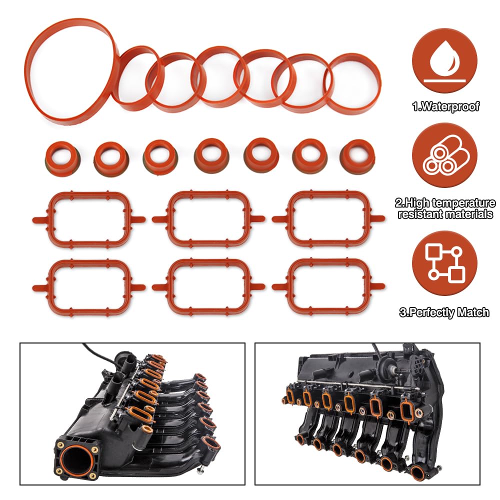 Baceyong Guarnizioni collettore di aspirazione, compatibili con BMW M47/M47N, M57/M57N, motori a 6 cilindri compatibili con BMW E70 E53 E72 E71 E81 E87 E88 E82 E90 E91 E92 E93 E60 E61 E61 3 E64. E46