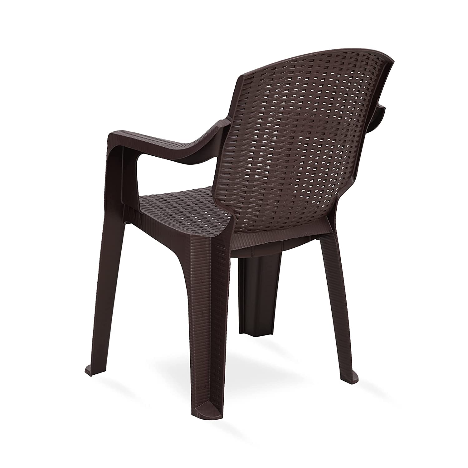 HomiQ Supreme Mark Designer Rattan Finish Designer Plastic Chair for Home, Garden, Indoor&Outdoor Plastic Use|Color: Globus Brown; Set of 2 Chair 3