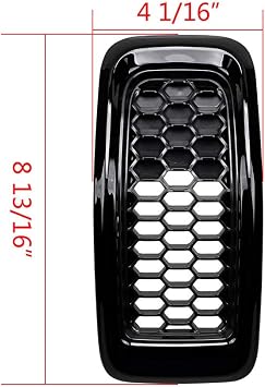 Front Upper Mesh Honeycomb Grill Grille Inserts Cover Kit for Jeep 2014-18 Jeep Cherokee (Glossy Black, Mesh Grille&Trim Insert)