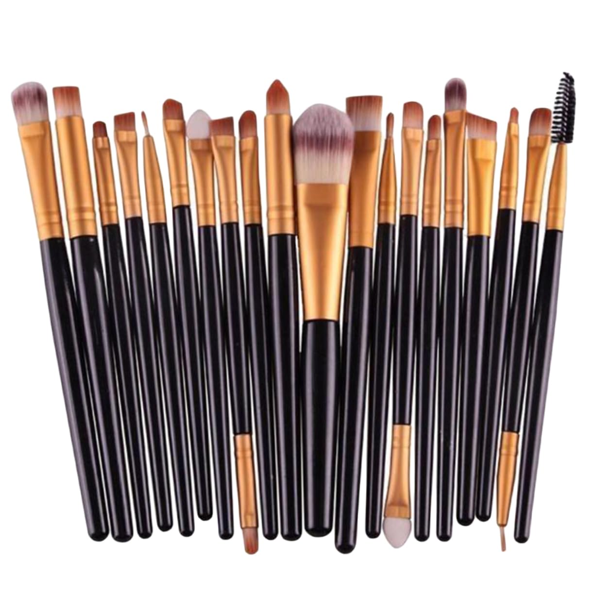 20Pcs Makeup Brush Set with Goat Hair and Synthetic, Black