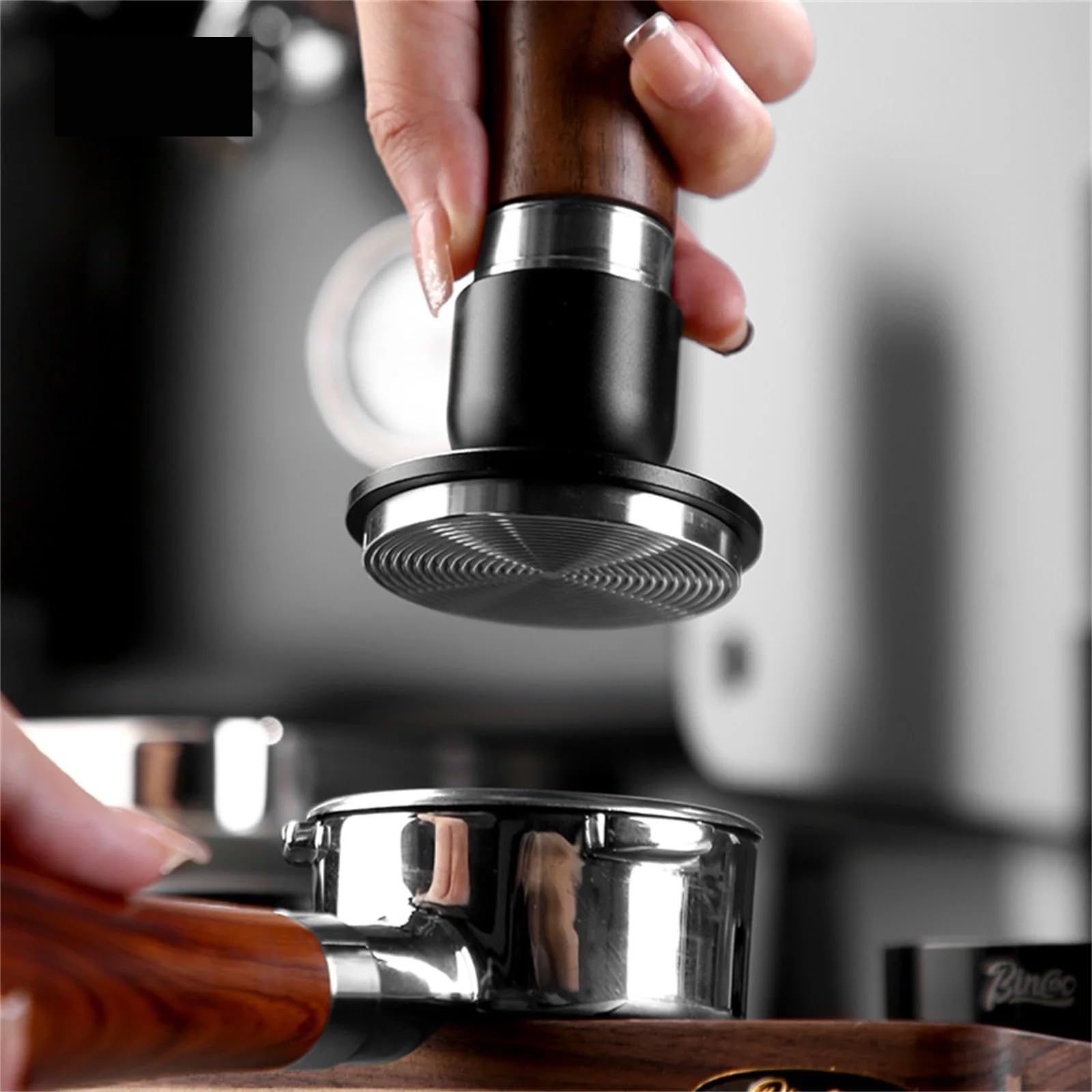 Pressino for Caffè Da 30 Libbre, 51 Mm, 58 Mm, Calibrato, Caricato A Molla, A Pressione Costante, for Livellare Il Caffè.(Black 58mm)