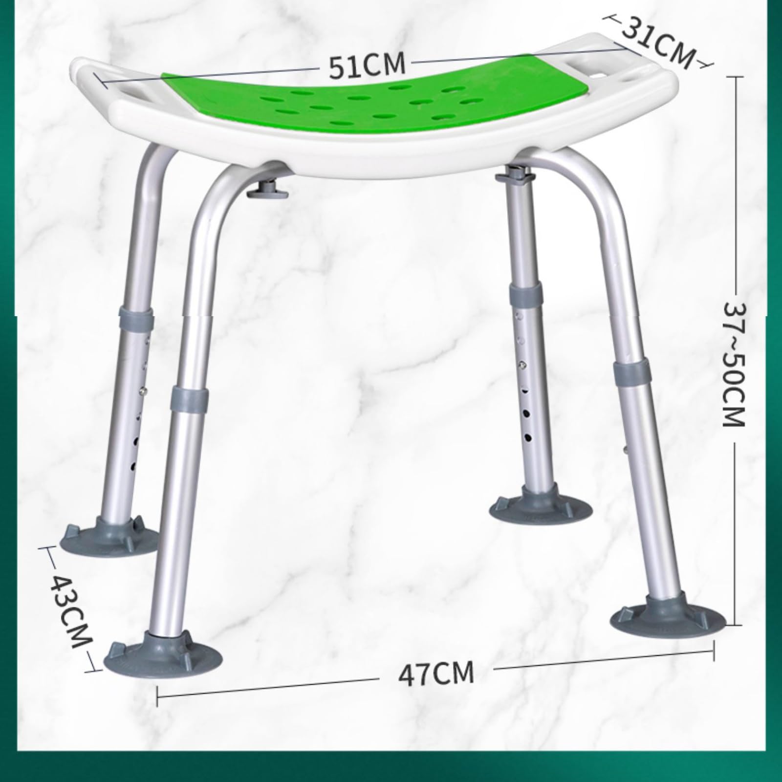 Silla for Baño Y Ducha Ajustable De con Manija De Ducha con Ayuda De Succión Gratuita, Banco Grande Antideslizante, Asiento De Taburete De Bañera con Patas De Aluminio
