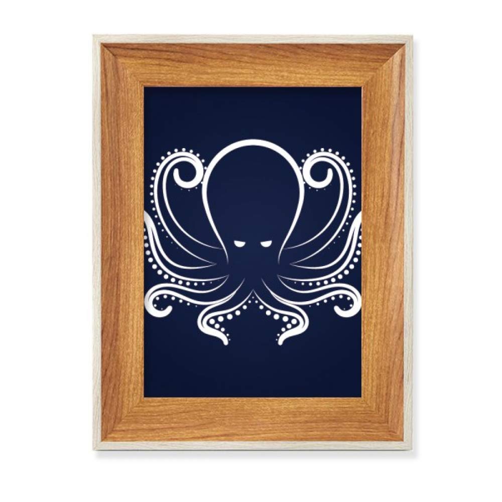 Cadre photo pieuvre marine noir et blanc en bois decoration de bureau design
