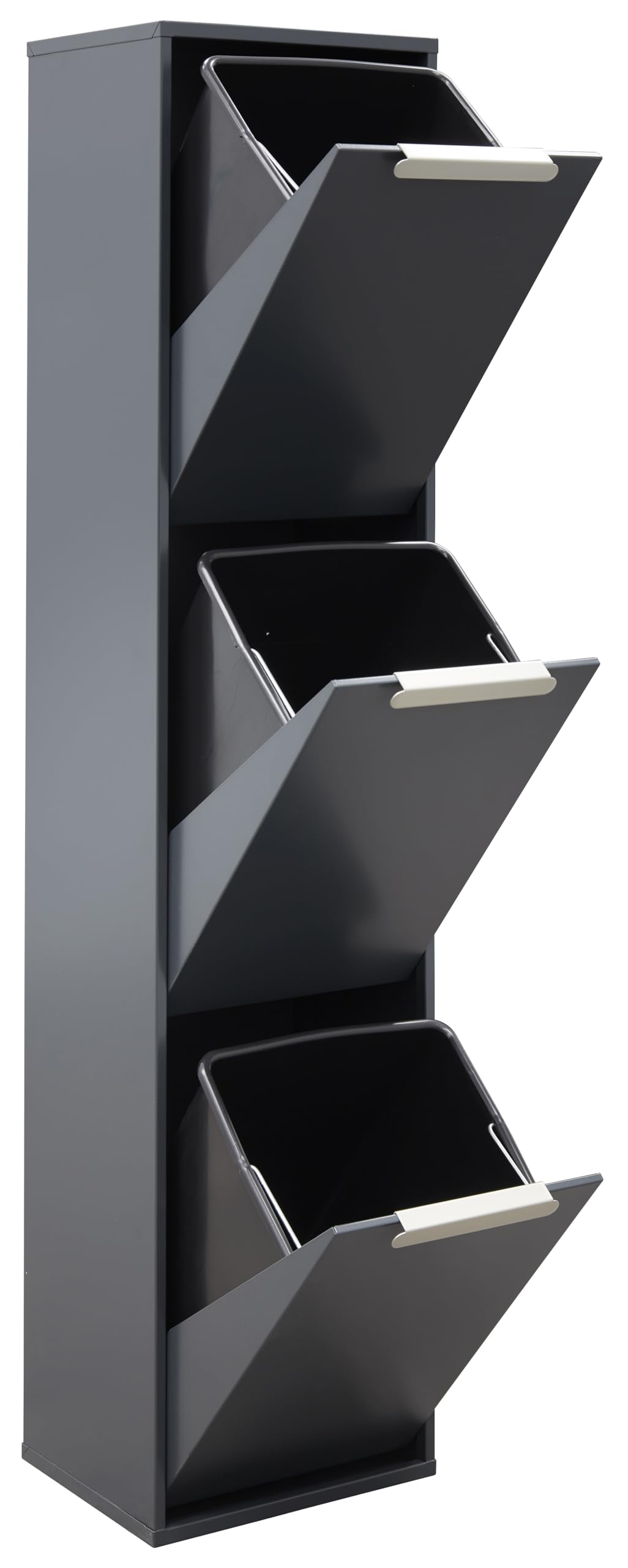 ARREGUI Ecoclas CR304-E Mülltrennsystem aus Stahl | 3 Fächer Mülleimer für die Küche |3x17L (51L) | 3 Fach Abfalleimer | Herausnehmbare Inneneimer + Griff | Recycling Schrank | Mülltrennung |anthrazit