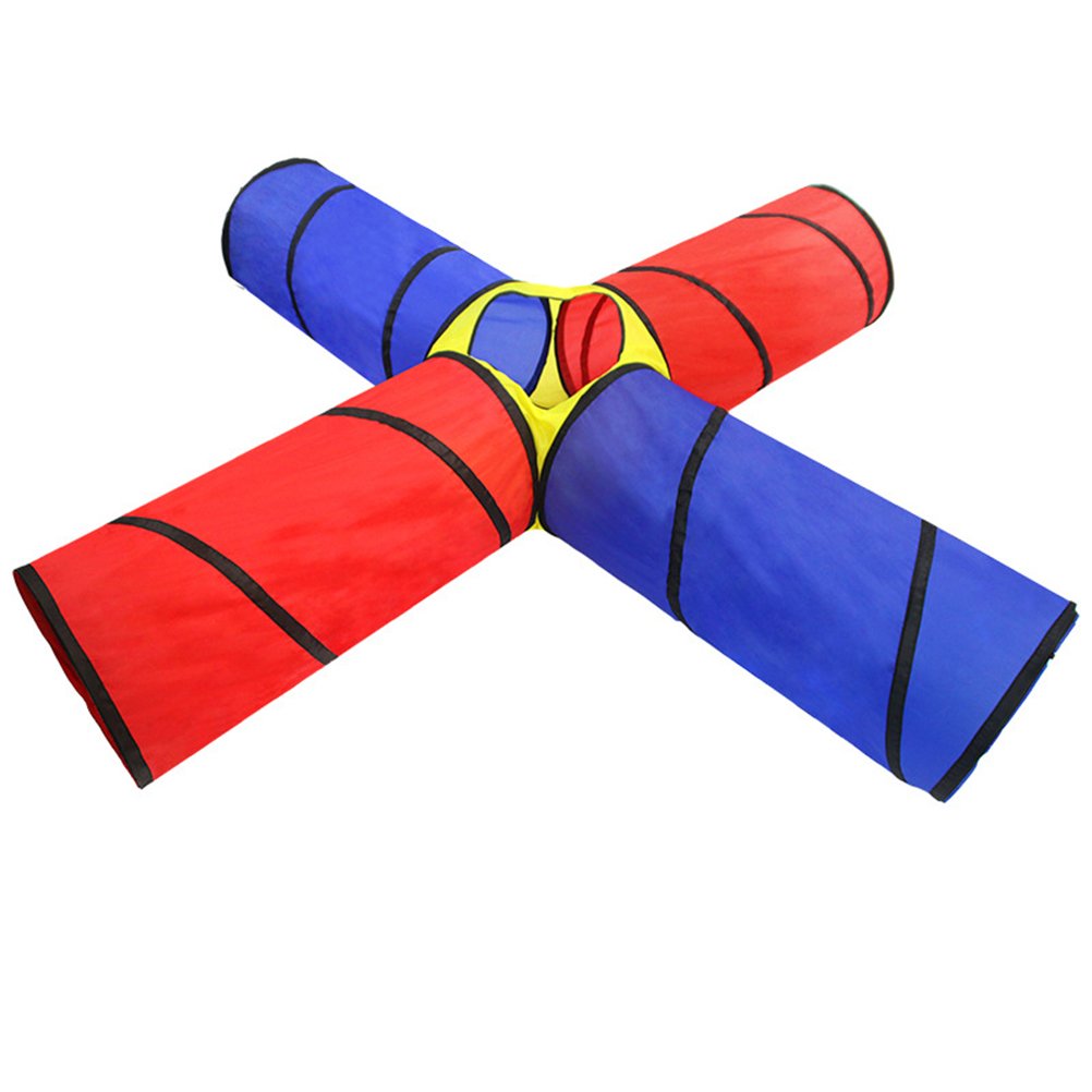 Túnel de Juego para Niños de Tela Cuatro Túneles Plegable | Uso Interior y Exterior, Apto para Gateo, para Guardería y Juego Diario