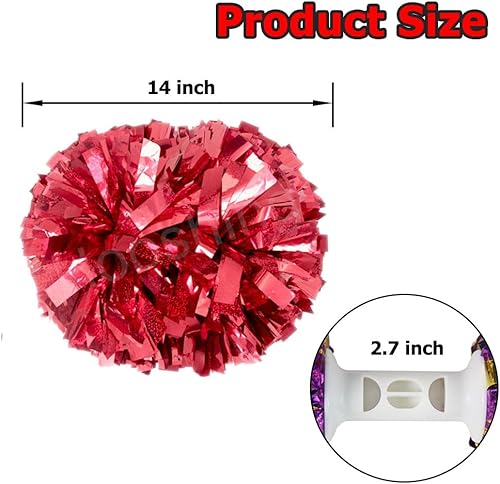 Miniatura 169 de Hooshing - Paquete de 2 pompones de animadora con mango tipo bastón, pompones para espíritu de equipo, deportes, bailes, animación, para niños