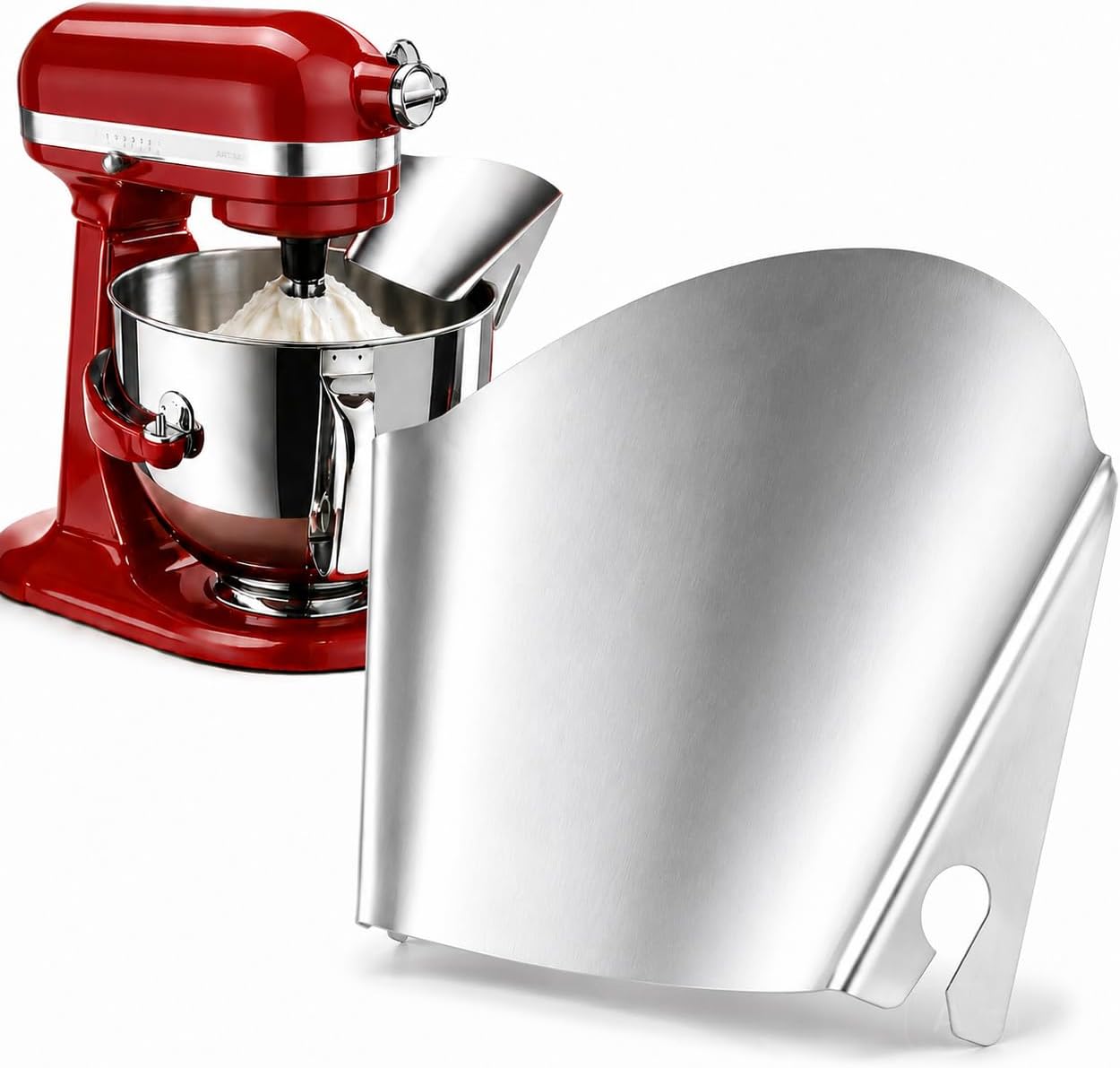 Pouring Chute for Kitchenaid Mixer Pouring Shield for Stand Mixer | Stainless Steel, Dishwasher Safe,Easy Pouring Guide for Flour & Liquids,Compatible with KitchenAid 4.5QT to 7QT Mixer Bowl