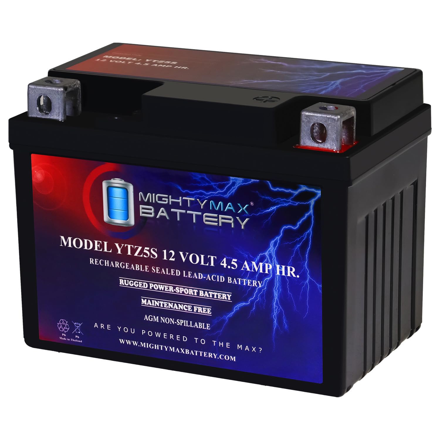 Amazon.com: Mighty Max Battery YTZ5S - 12 Volt 4.5 AH, 65 CCA