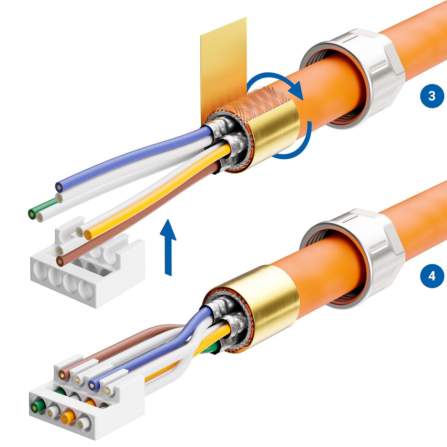deleyCON 12x Connettore RJ45 CAT 6a Angolato 90° Senza Utensili, Schermato, 10 Gbit/s - per Cavi di Posa Rigidi (Roh), Ethernet LAN/DSL/Patch | Senza attrezzi, schermato, per cavi di posa rigidi, cavo grezzo, connettore RJ45, Ethernet, LAN, DSL, cavo patc