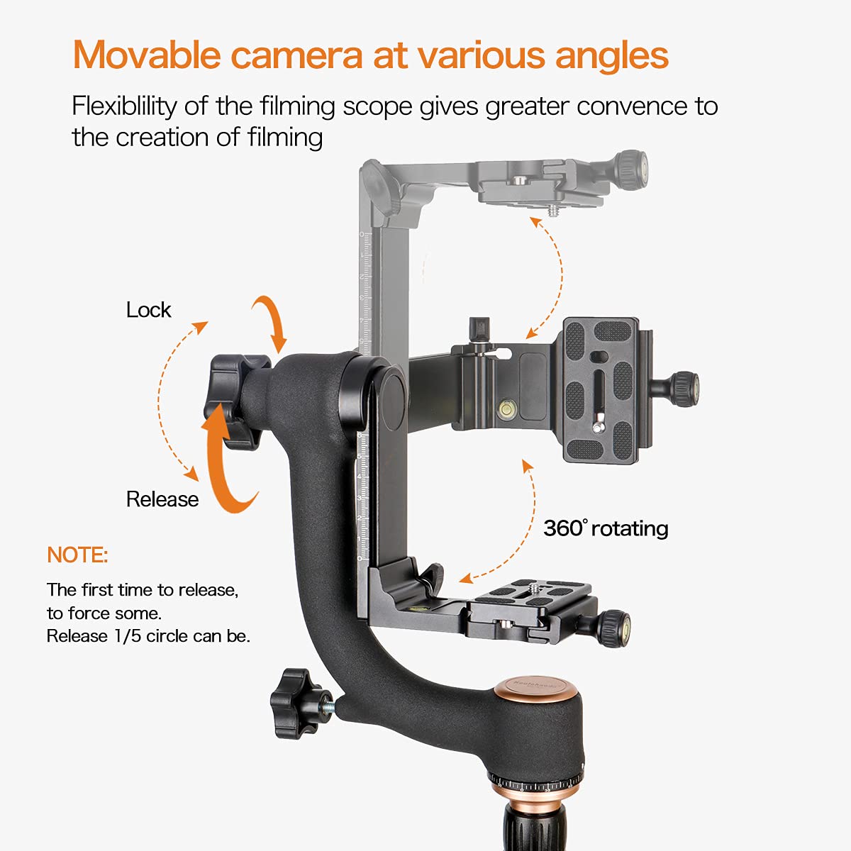 Koolehaoda Testa del treppiede professionale in metallo pesante con piastra a sgancio rapido Arca Swiss e livella a bolla, adatta per fotocamere DSLR fino a 26 libbre/12 kg