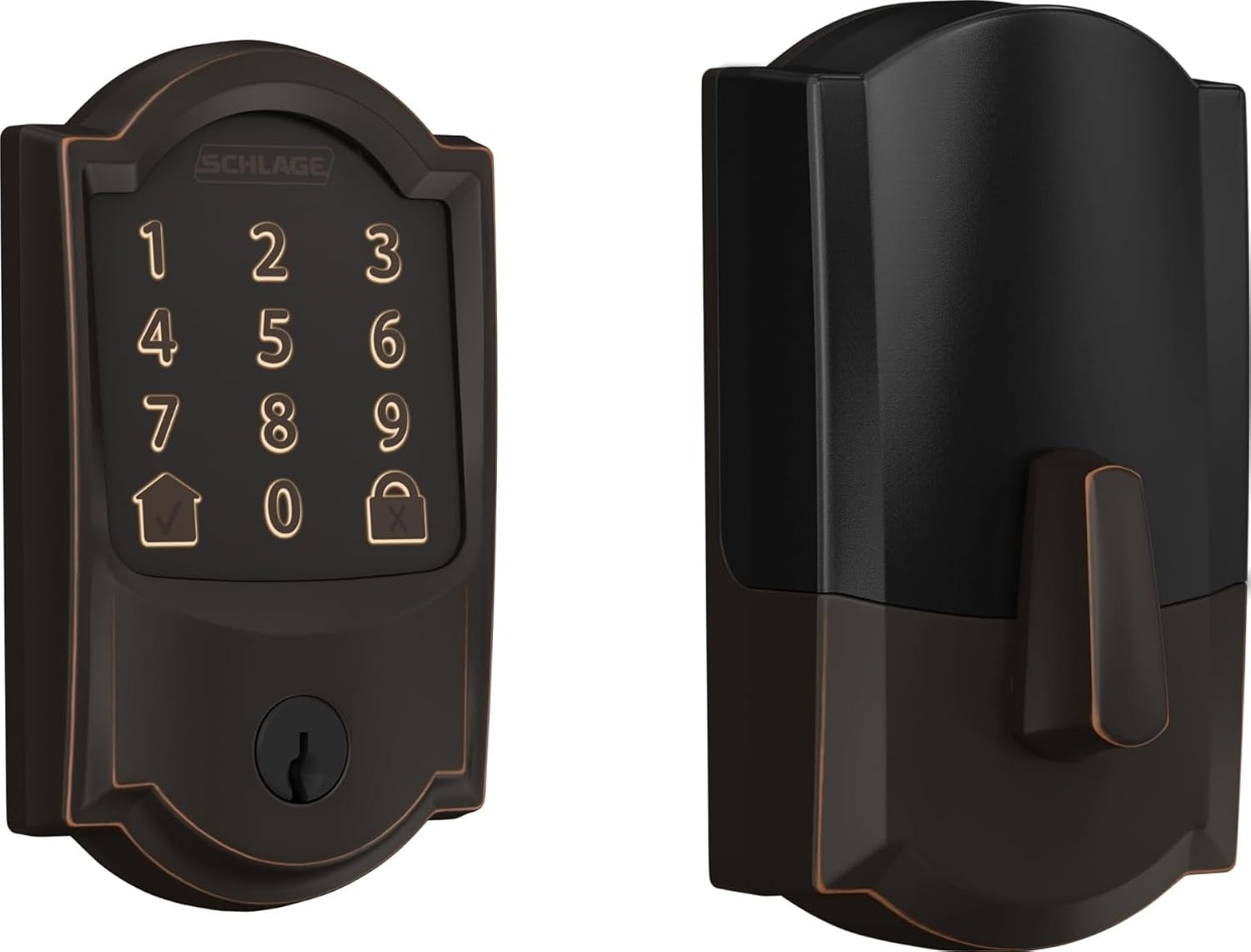 Encode Smart WiFi Deadbolt Lock with Camelot Trim, Aged Bronze | Keyless entry door lock, Touchscreen keypad, App control, Alexa, Google Home, Ring & Airbnb compatible, Certified security