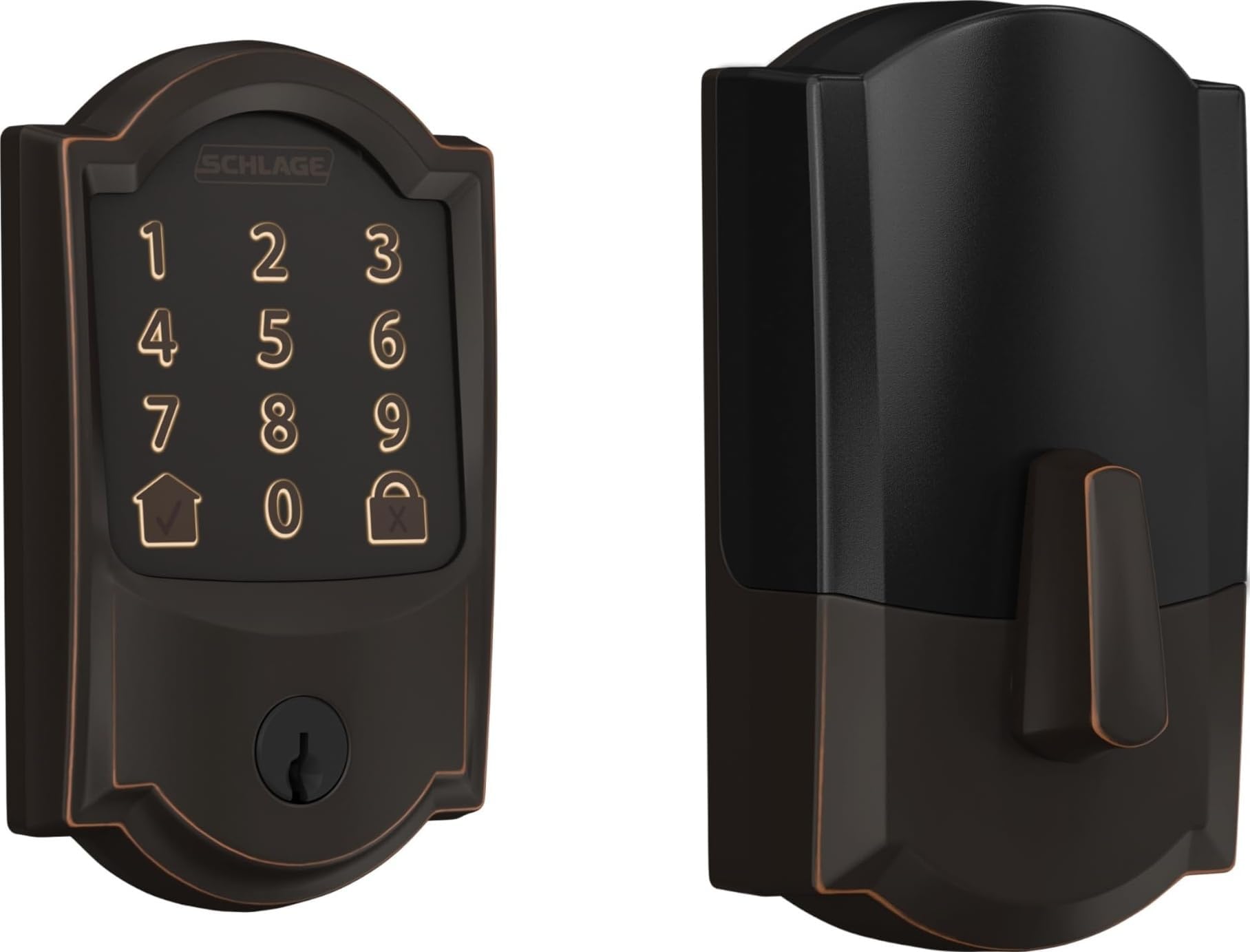 Encode Smart WiFi Deadbolt Lock with Camelot Trim, Aged Bronze | Keyless entry door lock, Touchscreen keypad, App control, Alexa, Google Home, Ring & Airbnb compatible, Certified security
