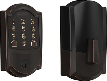 Schlage Encode Smart WiFi Deadbolt Lock for Front Door - Keyless Entry via App or Touchscreen - Works with Alexa & Google - Create Guest Codes - Aged Bronze