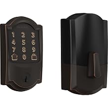 Schlage Encode Smart WiFi Deadbolt Lock with Camelot Trim, Aged Bronze | Keyless entry door lock, Touchscreen keypad, App control, Alexa, Google Home, Ring & Airbnb compatible, Certified security