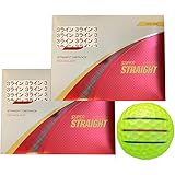【ハピラキ_ゴルフライン】 ブリヂストン スーパーストレート SUPER STRAIGHT 2025年モデル ライン入り (黄２ダース_３本ライン)