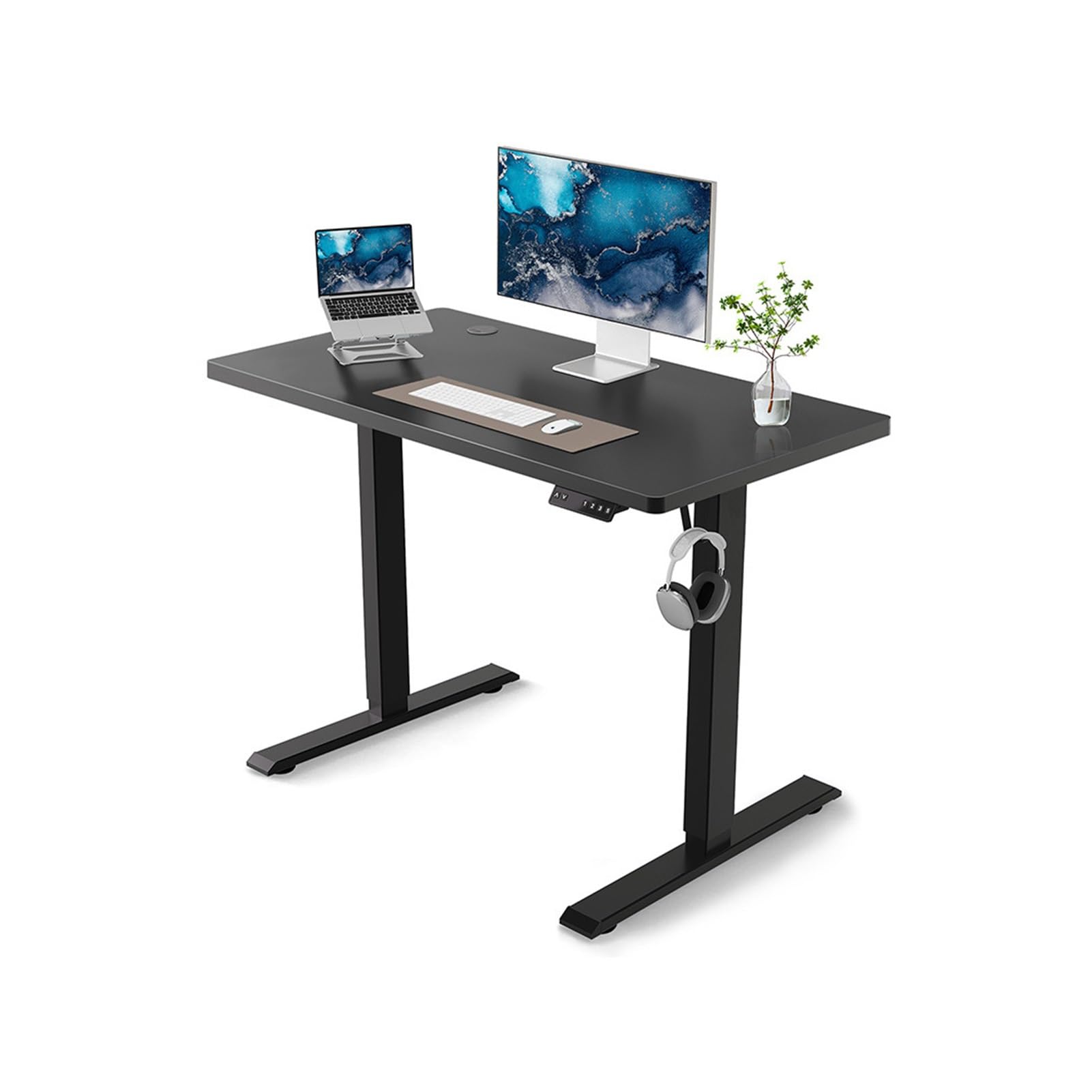 Electric Height Adjustable Desk 160x80cm - Silent Standing Desk for Home Office Study & Gaming - Ergonomic Design for Back & Neck Health (Black 80 * 50)