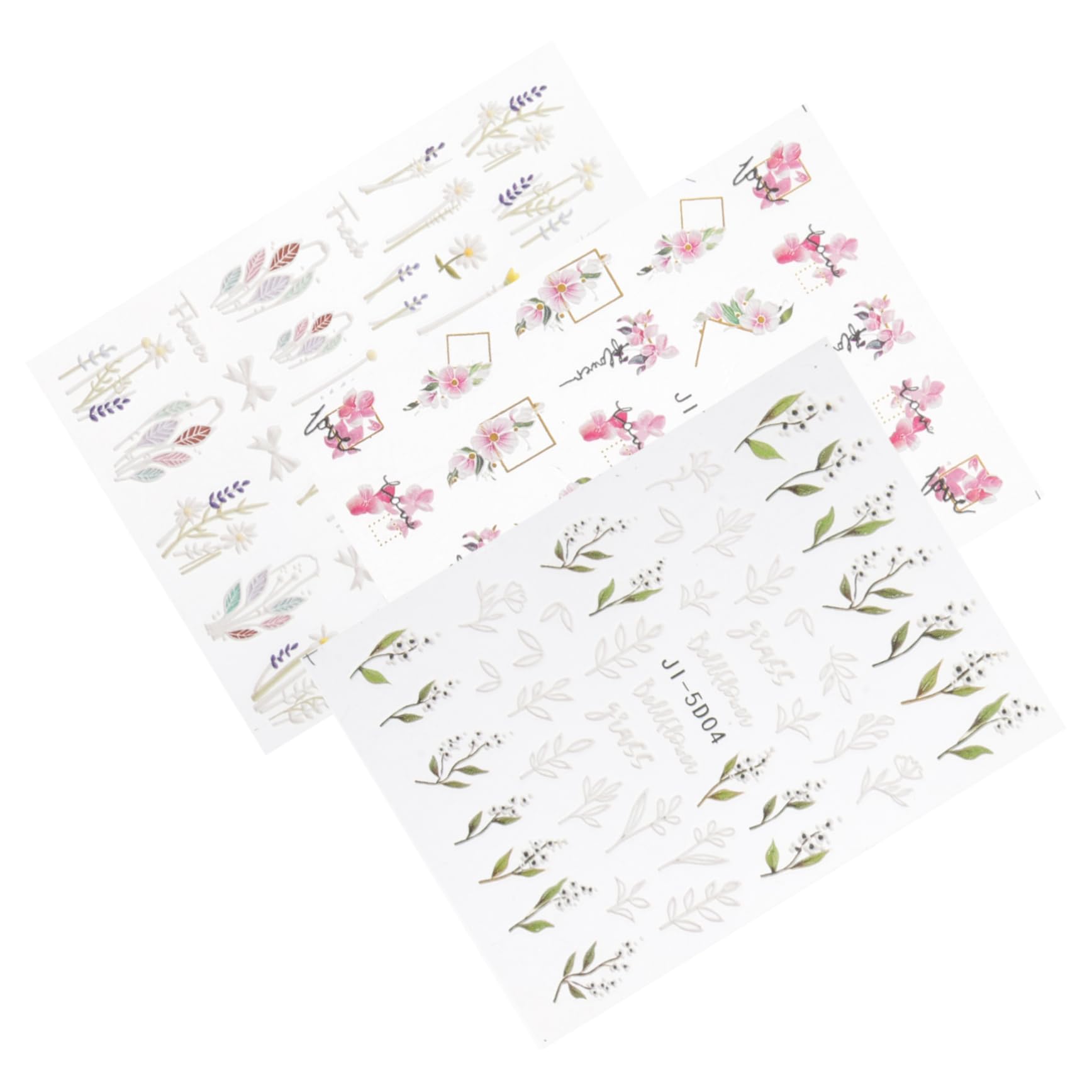 minkissy 5 Juegos De Pegatinas De Flores Para Uñas Calcomanías Autoadhesivas En Relieve Para Mujeres 3 Hojas X 5