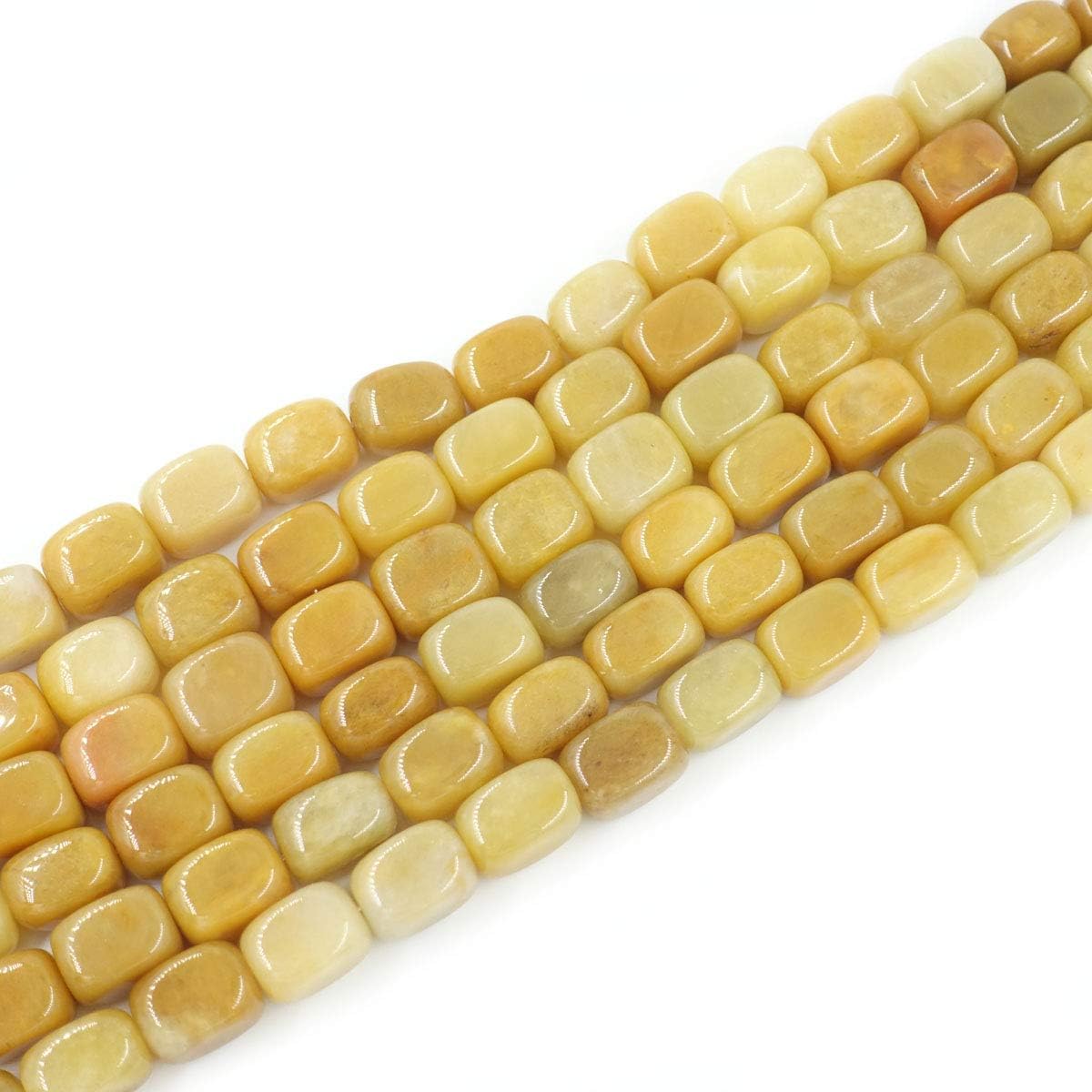 15-16mm Cuboid Natural Yellow Jade Beads Loose Gemstone Beads for Jewelry Making 15 Inch (23-25pcs)