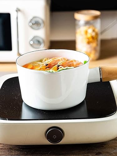 Miniatura 3 de Olla de leche esmaltada, calentador de mantequilla, mini cacerola antiadherente, 4.7 pulgadas, 24 onzas, utensilios de cocina pequeños con mango de