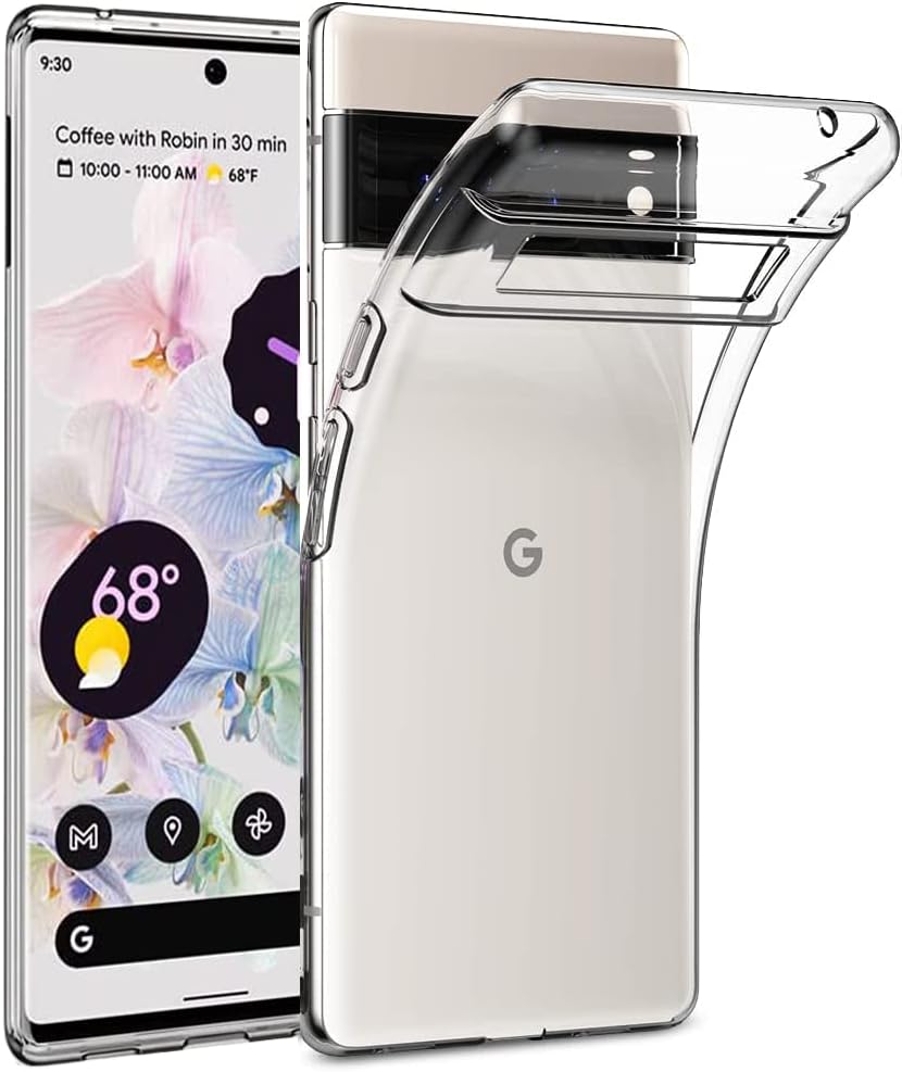 Google Pixel 6 Pro Case, Pixel 6 Pro Case, Google Pixel 6 Pro Cover, [Slim Thin] [Shockproof] Flexible TPU Gel Rubber Soft Skin Silicone Protective Case Cover For Google Pixel 6 Pro (Clear)