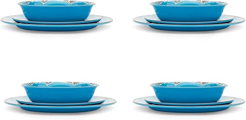 Fox Run Juego de vajilla de melamina, azul oscuro, 12 piezas