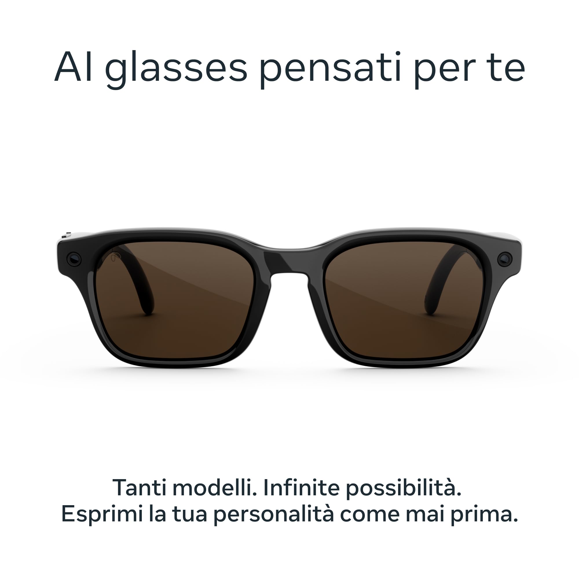 Meta Adventurer Large Nero classico | AI glasses unisex, Fotocamera da 12 MP, Traduzione in tempo reale — Risoluzione 3K HD — Oltre 8 ore di autonomia — Varie misure — Lenti marroni