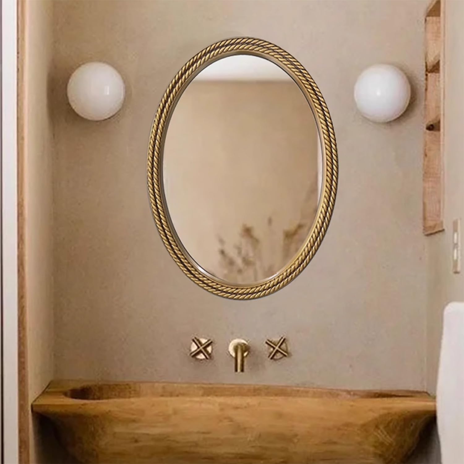 FGXHHS Vintage Entryway Hanging Mirror, Elegant Traditional French Design with PU Frame, for Home Decor in Hallway or Fireplace