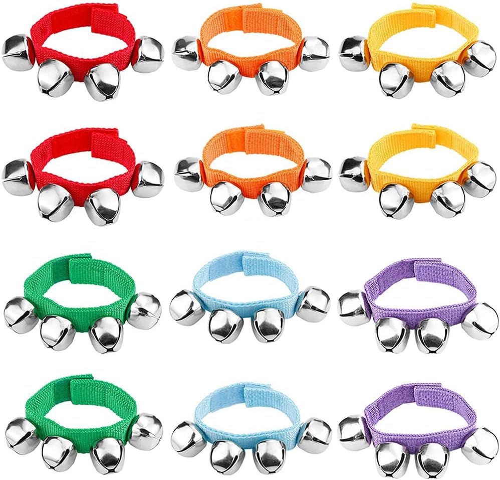 POPLAY 6 PCS Percussion Instruments, Wrist Bells Jingle Bells Musical Rhythm Toys