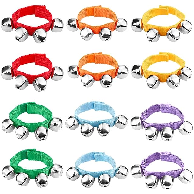 POPLAY Jingle Bells 12 PCS Kids Musical Instruments Ankle Bells for Party Favors Goodie Bags Stuffers