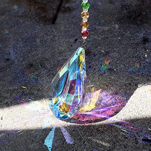 Hisredsun 2pcs hanging Crystal prism Chandelier Decor Rainbow Sun catcher Prisms Window Hanging Crystal Pendant with a white silk bag