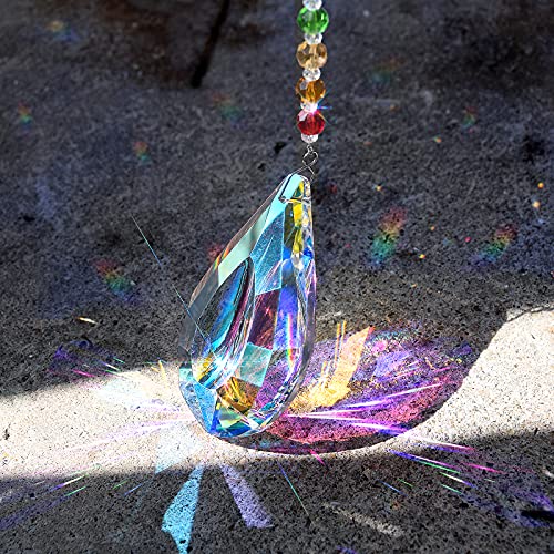 image for MerryNine Prism, Ab Color K9 Crystal Colorful Lamp Prisms Loquat Shape