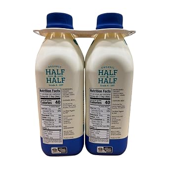Organic Grade A UHT Half and Half, Pack of 2, 32 fl oz Each