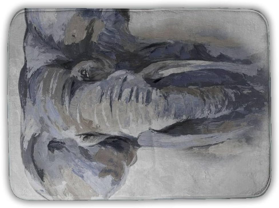 Begin Home Decor 5930-2417-AN141-1 17 x 24 in. Pastel Blue Elephant Bath Mat - African Wildlife Home Decor