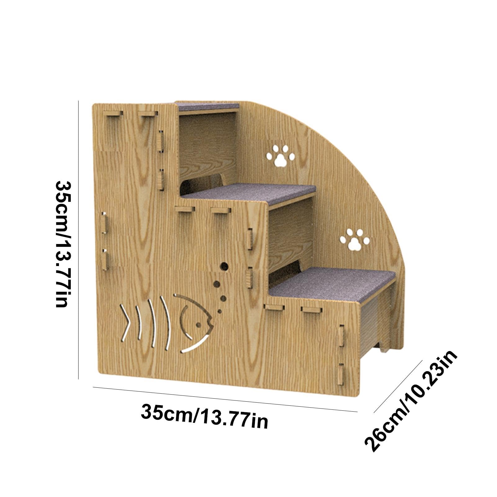 Taburete para mascotas, camas elevadas para perros y cachorros, escalones elevados de madera con 3 peldaños para mascotas, escalera para gatos, rampa interior