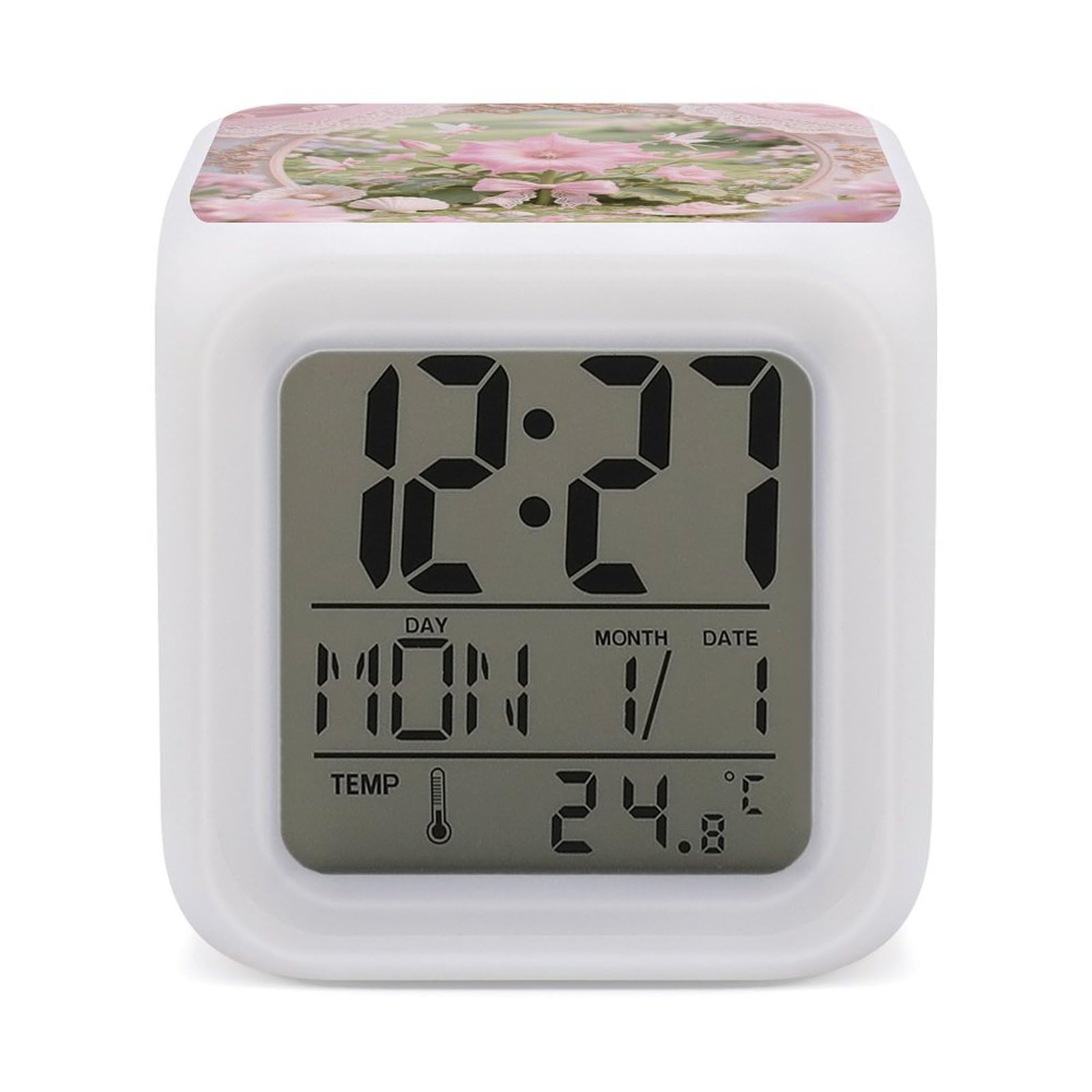 Reloj despertador digital para mesita de noche con diseño mandala y lámpara de colores relajantes