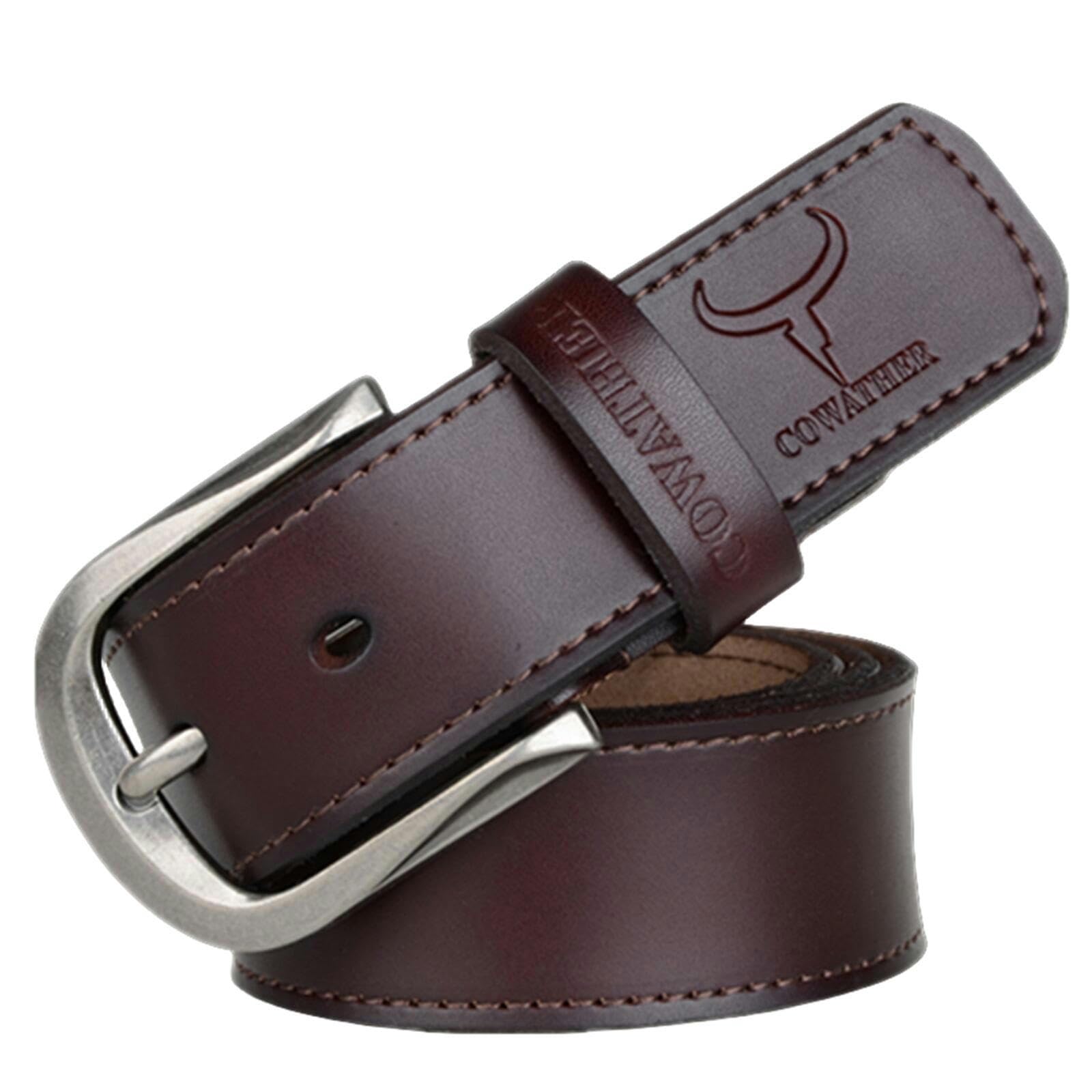 TsoLay Cintura di Cuoio Cintura da Uomo con Fibbia per Perno di Moda, Cintura in Pelle retrò A Tre Colori Maschile, Cintura per Jeans A Cintura di Business