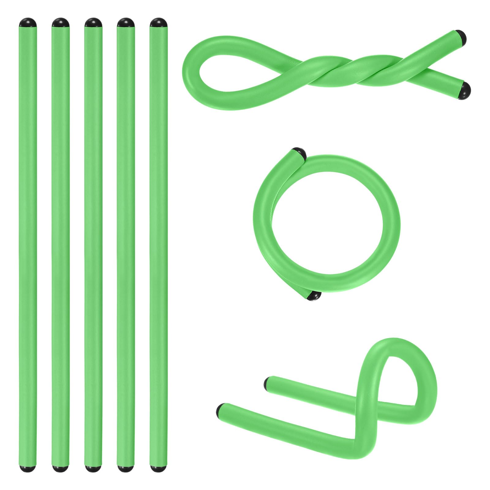 M METERXITY 8-Pack Twist Rubber Ties, 17-Inch EVA Foam Reusable Twist Ties for Organizing Bundling Cords/Wires/Cables, Bendable Rubber Tie Down Straps [Green]