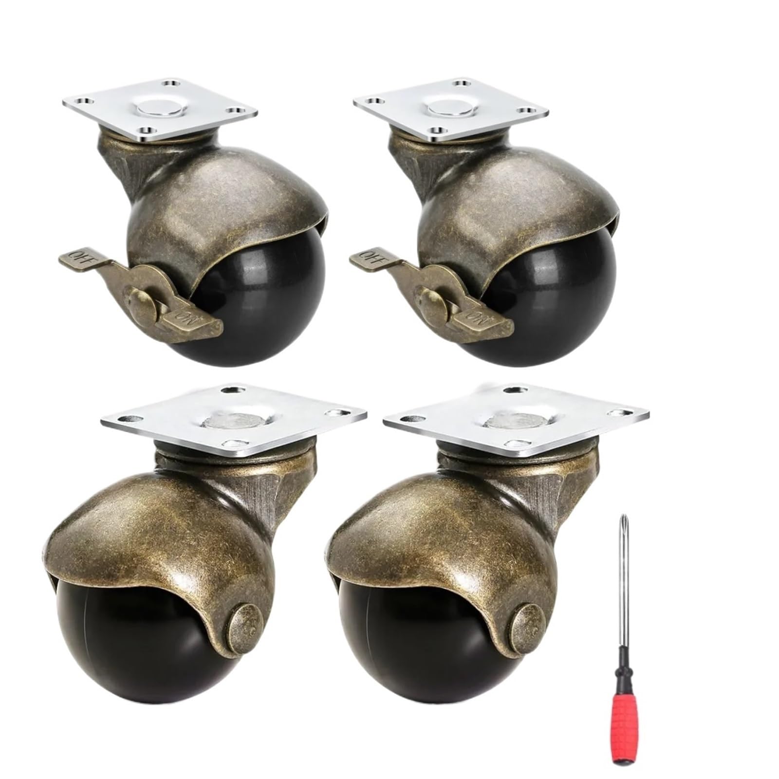 Roulettes robustes en laiton avec frein de 5 cm pour bureau