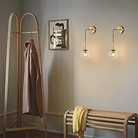 Vista 9 de BOKT Juego de 2 apliques de pared modernos de mediados de siglo con forma de globo de latón cepillado dorado juego de 2 lámparas de pared de bola