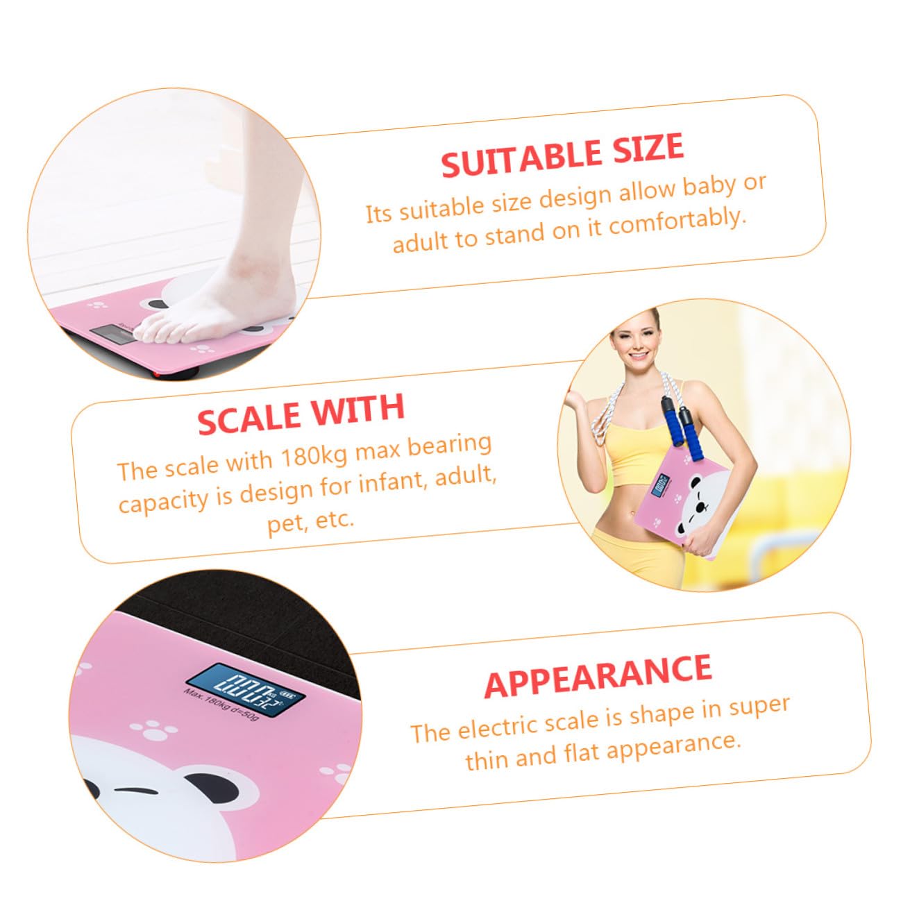 Bilancia Elettronica Digitale con Display LCD Grande Misurazione Peso e Temperatura Interna Design Cartone Animato per Ragazzo Ragazza Adulti e Animali Domestici