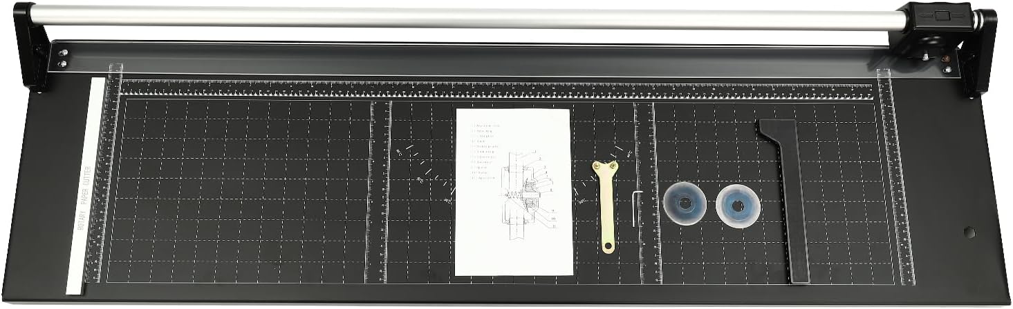 Rotary Paper Trimmer, 36"Paper Cutter, Self-Grinding Roller Blade with Automatic Security Safeguard + Side Ruler, for Photo Paper Film PVC Thin Plastic Sheet 36Inch (US Stock)